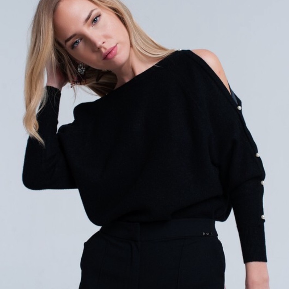 Q2 Cold Shoulder Pearl Sweater Top - Last one‼️